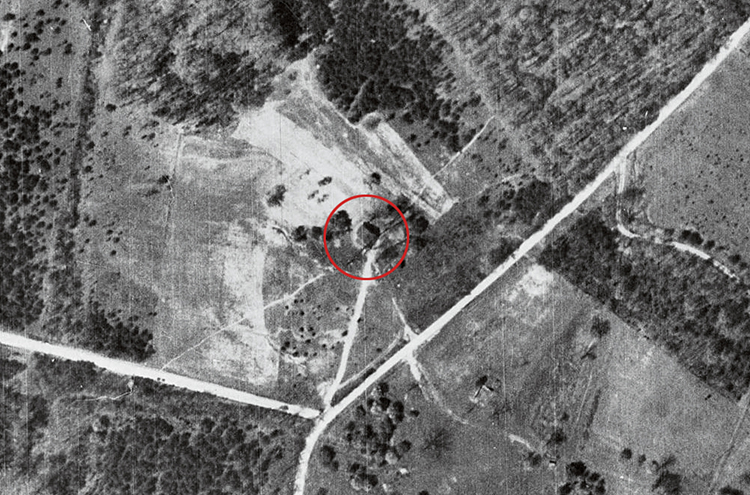 Black and white photograph showing the possible location of the old mill on Sleepy Hollow Road.